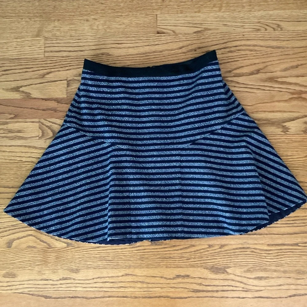 J Crew navy striped tweed mini skirt